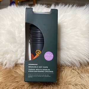 Starbucks Black and Orange Reusable Trick or Treat Hot Cups, Glow in the Dark